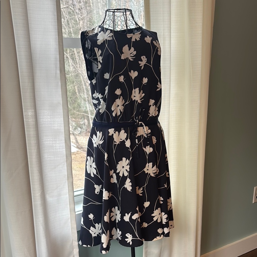 Floral Navy and White Sleeveless Dress by Brooks Brothers